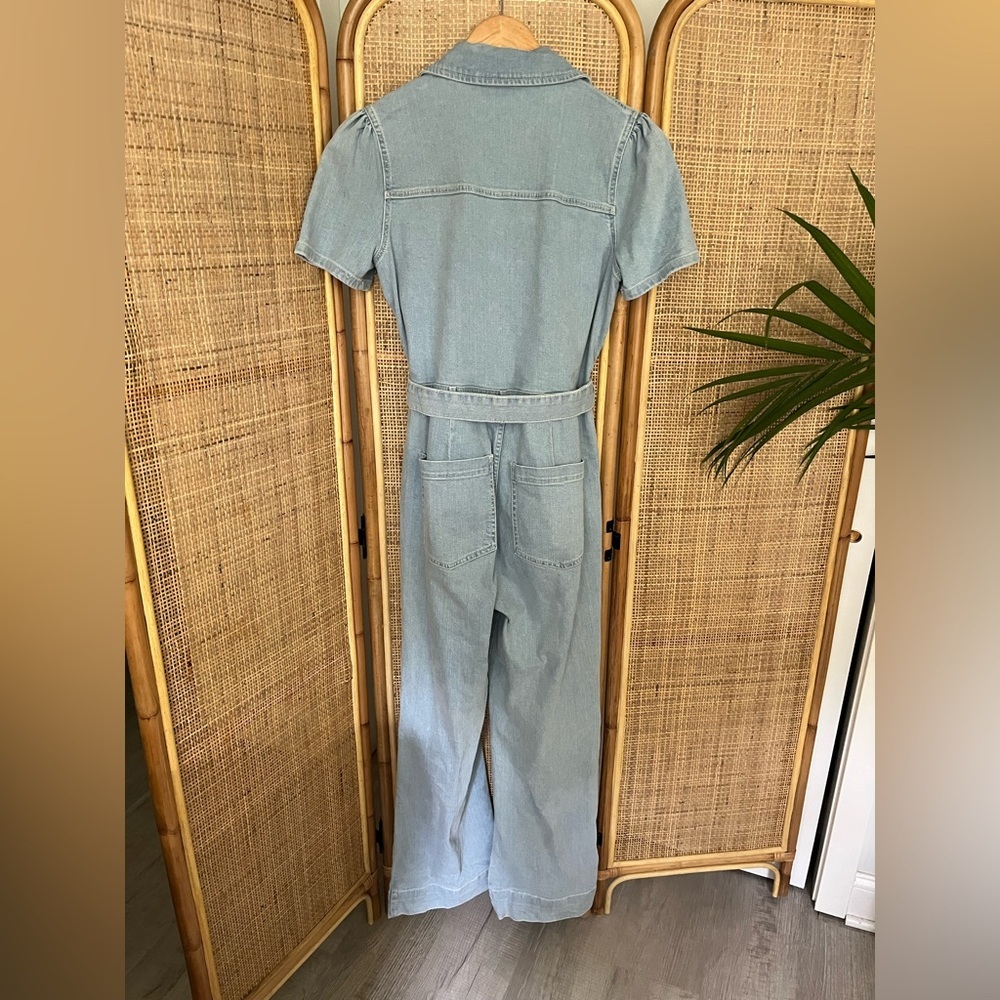 Avec Les Filles denim blue wide leg belted jumpsuit - Picture 6 of 10